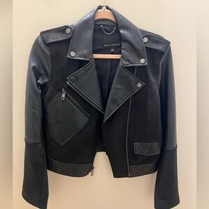 Banana Republic Black Cropped Moto Jacket High-Low Hem Size S